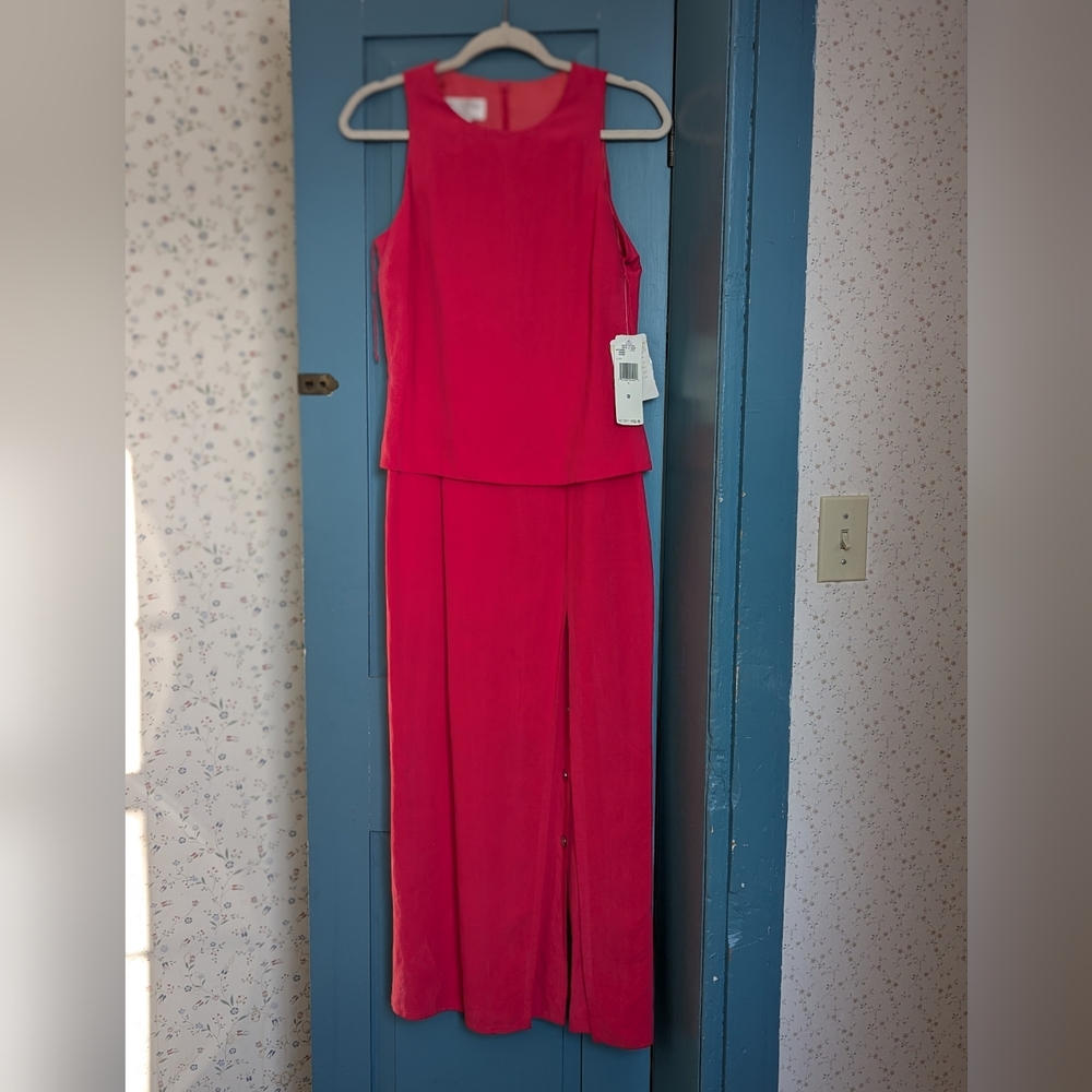 NWT Silk Linen Maxi 8 Dress Fuschia Sleeveless Jones NY Resort Summer Wedding
